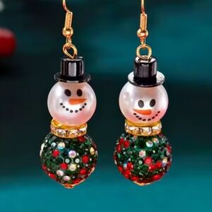 Betsey Johnson Festive Snowman Earrings with Gold Accents